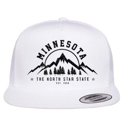 Minnesota North Star State Est. 1858 Vintage Mountains Gift Flat Bill Trucker Hat