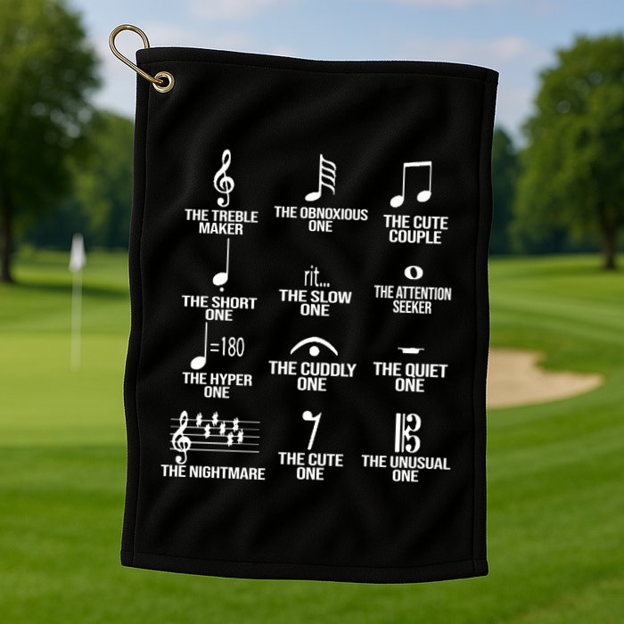 Musical Notes Symbol Humor Funny Golf Towel