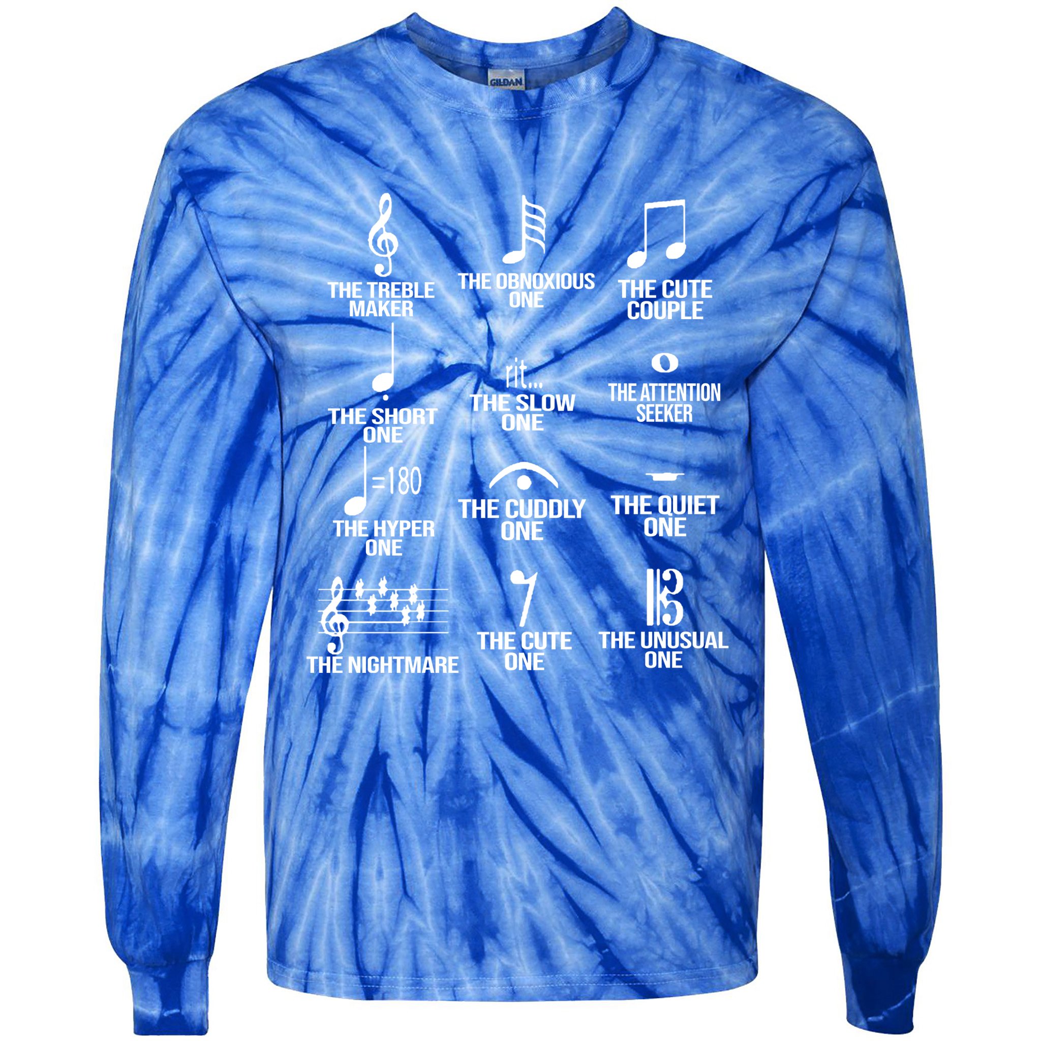Musical Notes Symbol Humor Funny Tie-Dye Long Sleeve Shirt