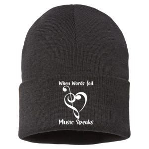 Musical Notes Symbol Gift For Musicians Loves Music Bb Life Sustainable Knit Beanie