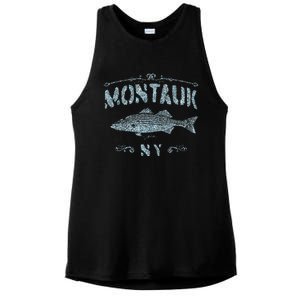 Montauk Ny Striped Bass Ladies PosiCharge Tri-Blend Wicking Tank