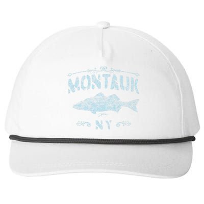 Montauk Ny Striped Bass Snapback Five-Panel Rope Hat