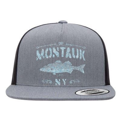 Montauk Ny Striped Bass Flat Bill Trucker Hat