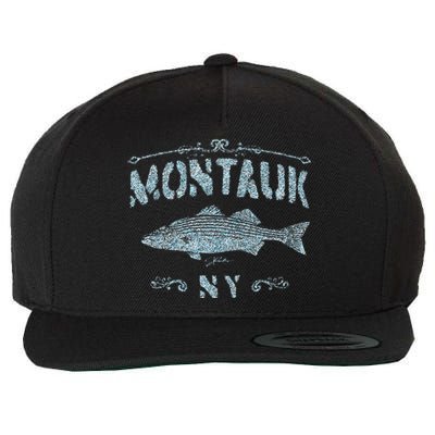 Montauk Ny Striped Bass Wool Snapback Cap