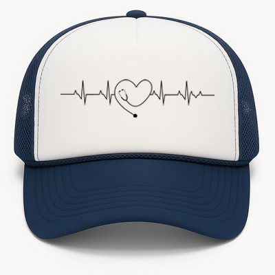 Medical Nursing Stethoscope Nurse Heartbeat Gift Heart Nurse Cute Gift Trucker Hat