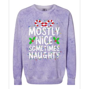 Mostly Nice Sometimes Naughty Christmas List Colorblast Crewneck Sweatshirt