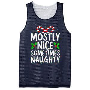 Mostly Nice Sometimes Naughty Christmas List Mesh Reversible Basketball Jersey Tank