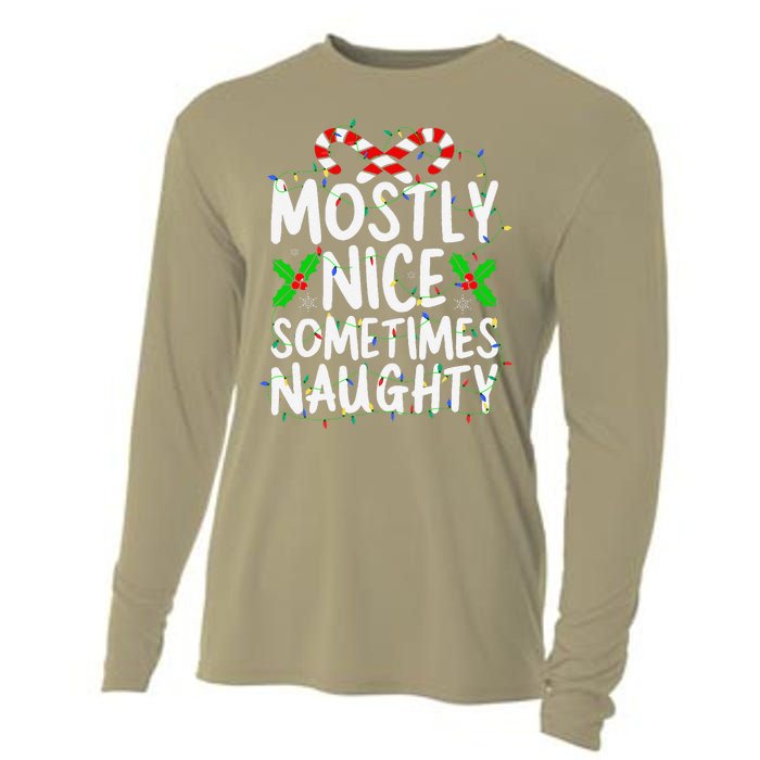 Mostly Nice Sometimes Naughty Christmas List Cooling Performance Long Sleeve Crew