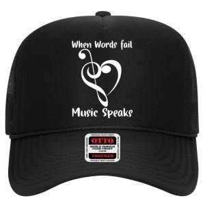 Musical Notes Symbol Gift For Musicians Loves Music Bb Life High Crown Mesh Back Trucker Hat