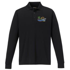 Margaritaville Neon Sign Performance Long Sleeve Polo