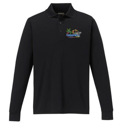 Margaritaville Neon Sign Performance Long Sleeve Polo