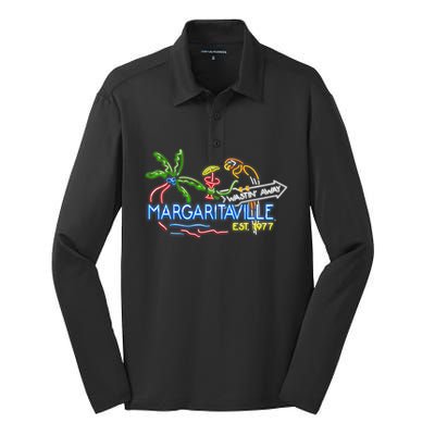 Margaritaville Neon Sign Silk Touch Performance Long Sleeve Polo