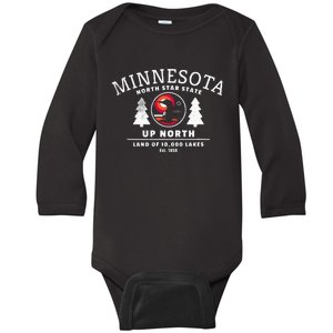 Minnesota North Star State Up North With Loon Baby Long Sleeve Bodysuit