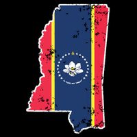 Mississippi New State Flag Weathered Design Southerner Stripe Pom Pom Beanie