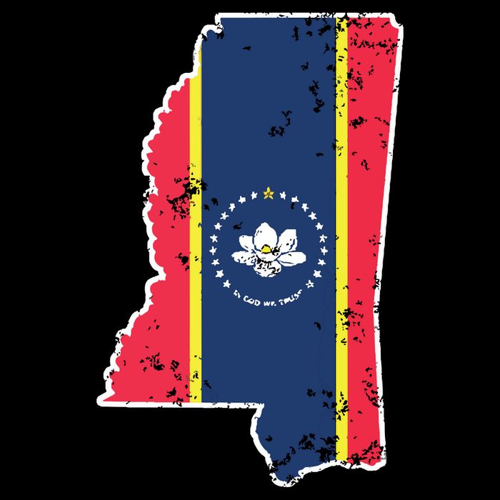 Mississippi New State Flag Weathered Design Southerner Stripe Pom Pom Beanie