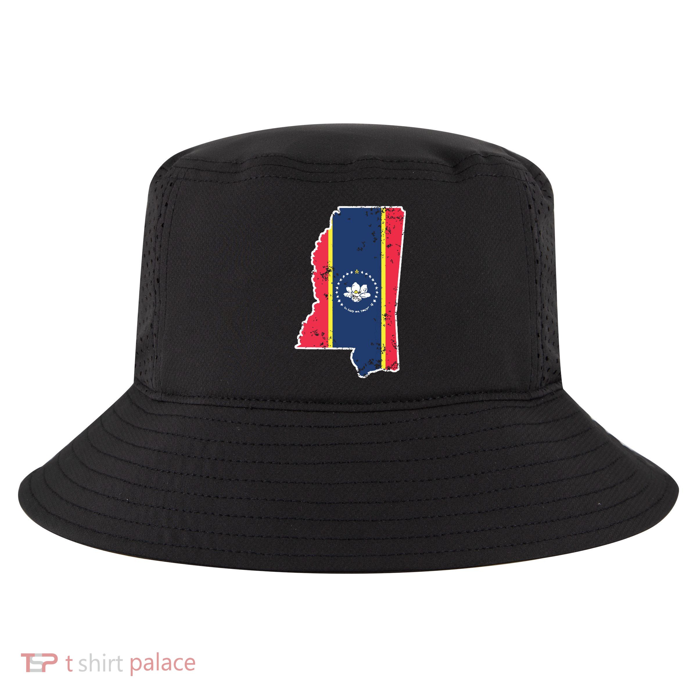 Mississippi New State Flag Weathered Design Southerner Cool Comfort Performance Bucket Hat