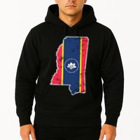 Mississippi New State Flag Weathered Design Southerner Hoodie