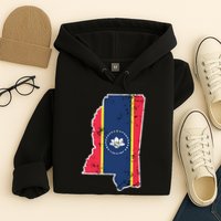 Mississippi New State Flag Weathered Design Southerner Hoodie