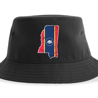 Mississippi New State Flag Weathered Design Southerner Sustainable Bucket Hat