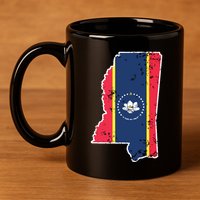 Mississippi New State Flag Weathered Design Southerner 11oz C Handle Ceramic Mug