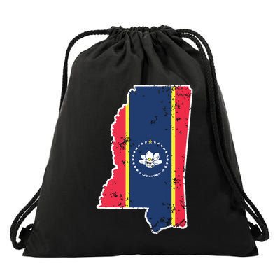 Mississippi New State Flag Weathered Design Southerner Drawstring Bag