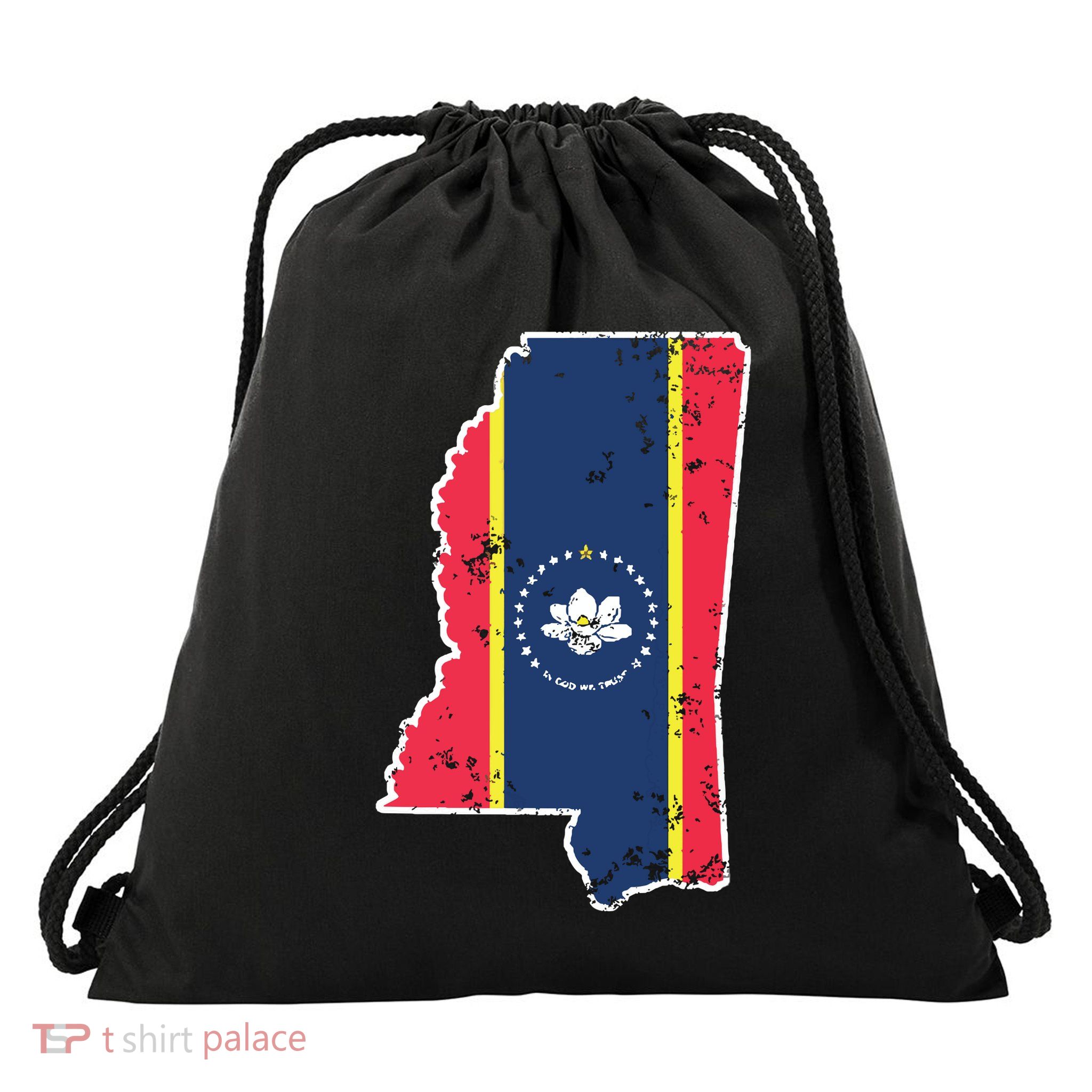 Mississippi New State Flag Weathered Design Southerner Drawstring Bag