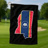 Mississippi New State Flag Weathered Design Southerner Golf Towel