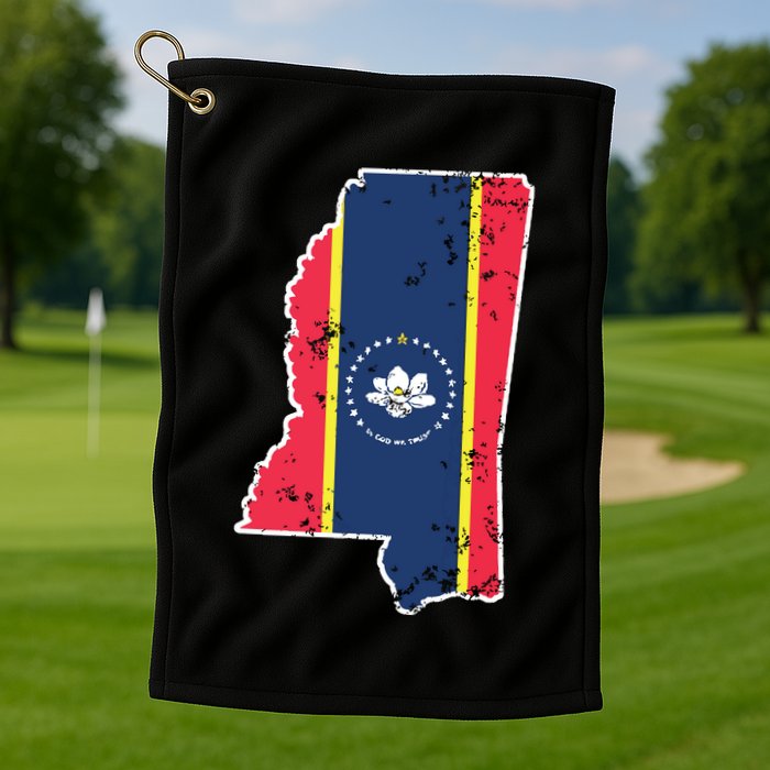 Mississippi New State Flag Weathered Design Southerner Golf Towel