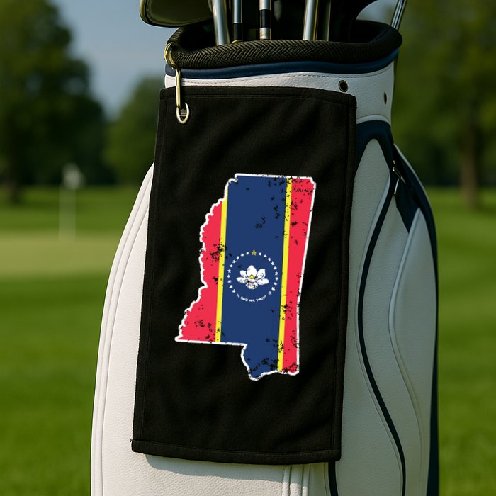 Mississippi New State Flag Weathered Design Southerner Golf Towel