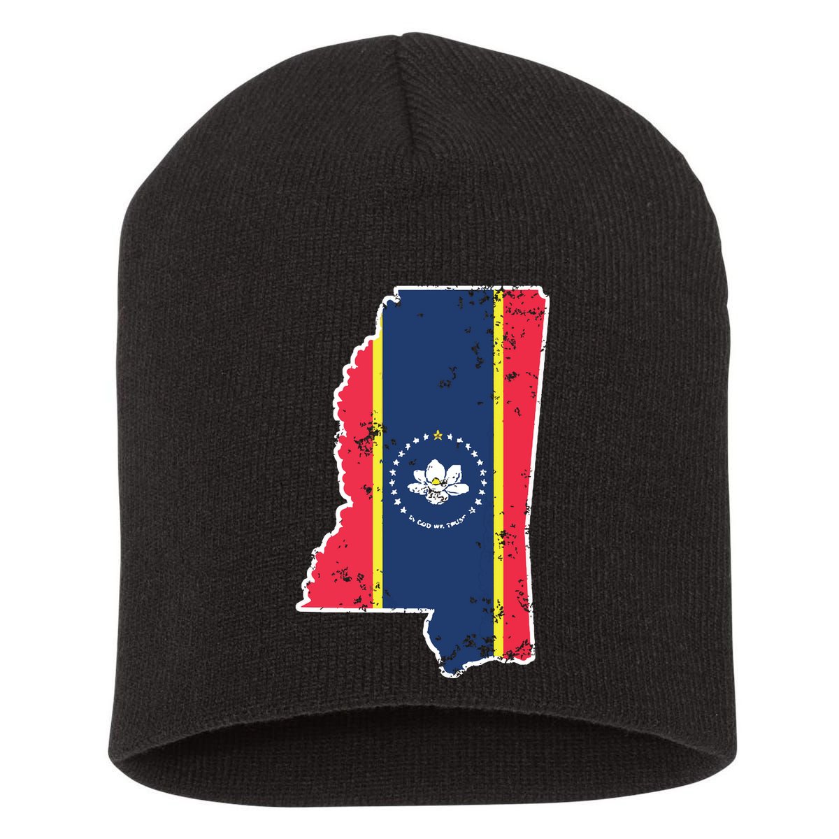 Mississippi New State Flag Weathered Design Southerner Short Acrylic Beanie
