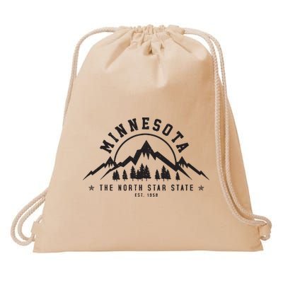 Minnesota North Star State Est 1858 Vintage Mountains Gift Drawstring Bag