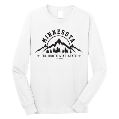 Minnesota North Star State Est 1858 Vintage Mountains Gift Long Sleeve Shirt