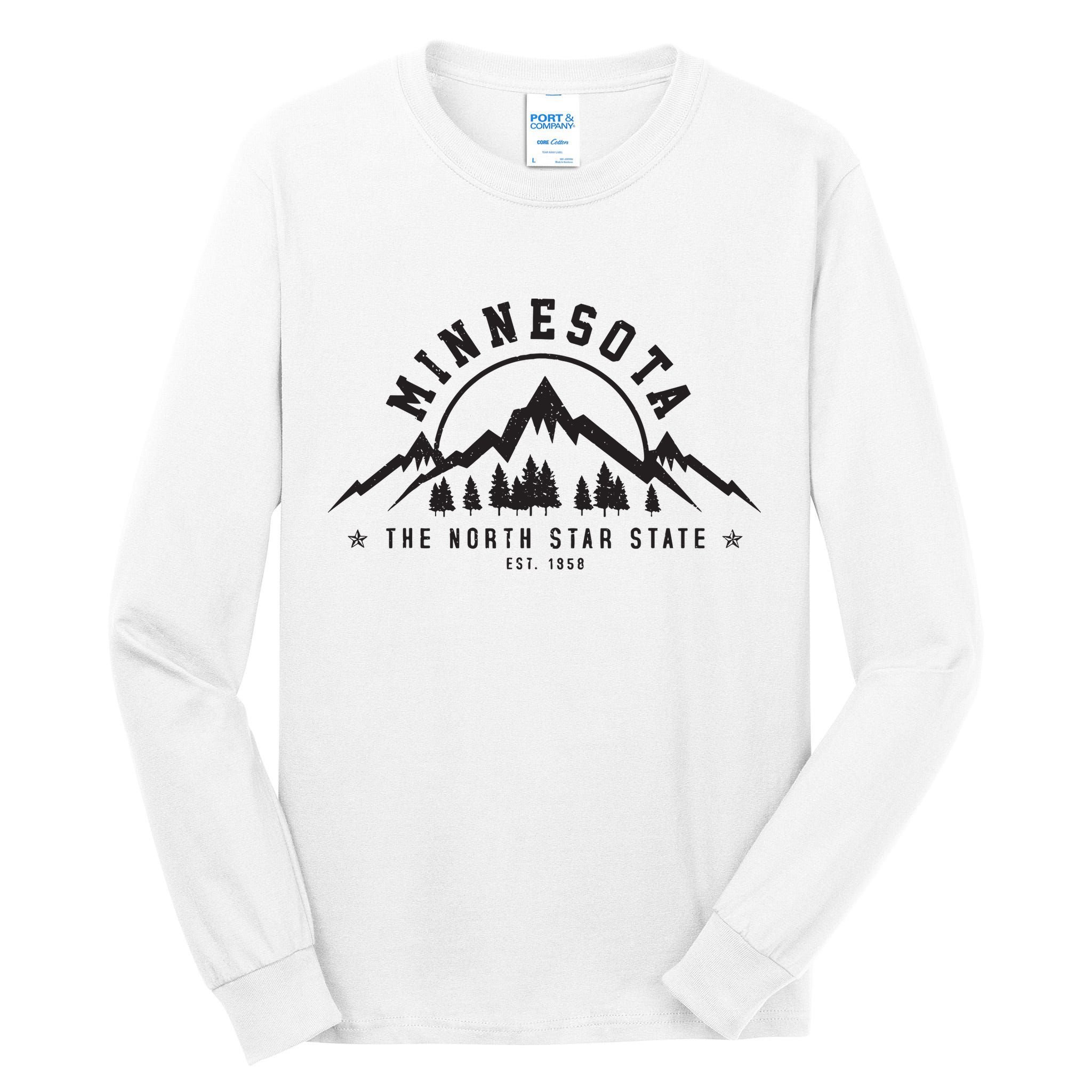 Minnesota North Star State Est 1858 Vintage Mountains Gift Tall Long Sleeve T-Shirt
