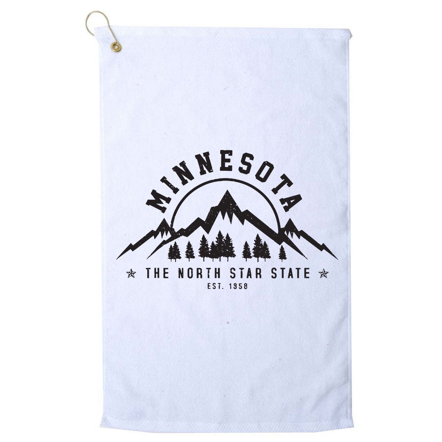 Minnesota North Star State Est 1858 Vintage Mountains Gift Golf Towel
