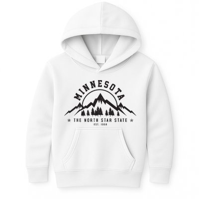 Minnesota North Star State Est 1858 Vintage Mountains Gift Kids Hoodie