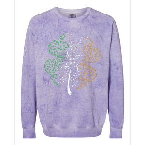 Music Note Shamrock -Music Lover St Patrick's Day Irish Flag Colorblast Crewneck Sweatshirt