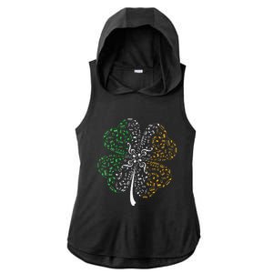 Music Note Shamrock -Music Lover St Patrick's Day Irish Flag Ladies PosiCharge Tri-Blend Wicking Draft Hoodie Tank