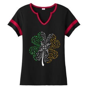 Music Note Shamrock -Music Lover St Patrick's Day Irish Flag Ladies Halftime Notch Neck Tee