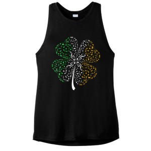 Music Note Shamrock -Music Lover St Patrick's Day Irish Flag Ladies PosiCharge Tri-Blend Wicking Tank