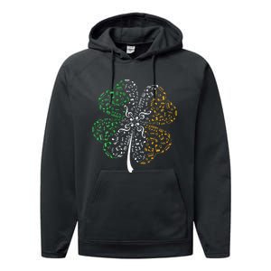 Music Note Shamrock -Music Lover St Patrick's Day Irish Flag Performance Fleece Hoodie