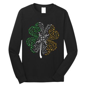 Music Note Shamrock -Music Lover St Patrick's Day Irish Flag Long Sleeve Shirt