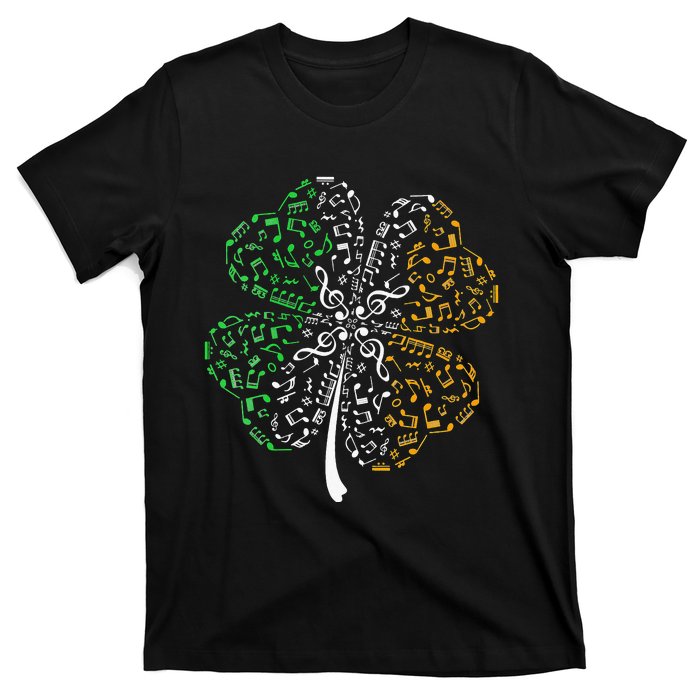 Music Note Shamrock -Music Lover St Patrick's Day Irish Flag T-Shirt