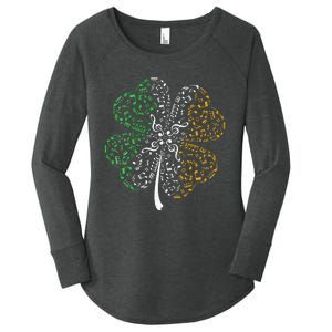 Music Note Shamrock -Music Lover St Patrick's Day Irish Flag Women's Perfect Tri Tunic Long Sleeve Shirt