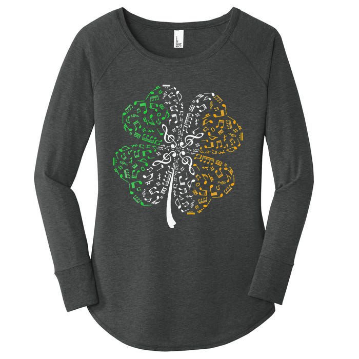 Music Note Shamrock -Music Lover St Patrick's Day Irish Flag Women's Perfect Tri Tunic Long Sleeve Shirt