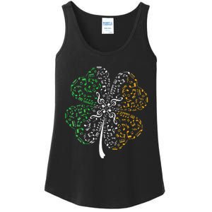 Music Note Shamrock -Music Lover St Patrick's Day Irish Flag Ladies Essential Tank