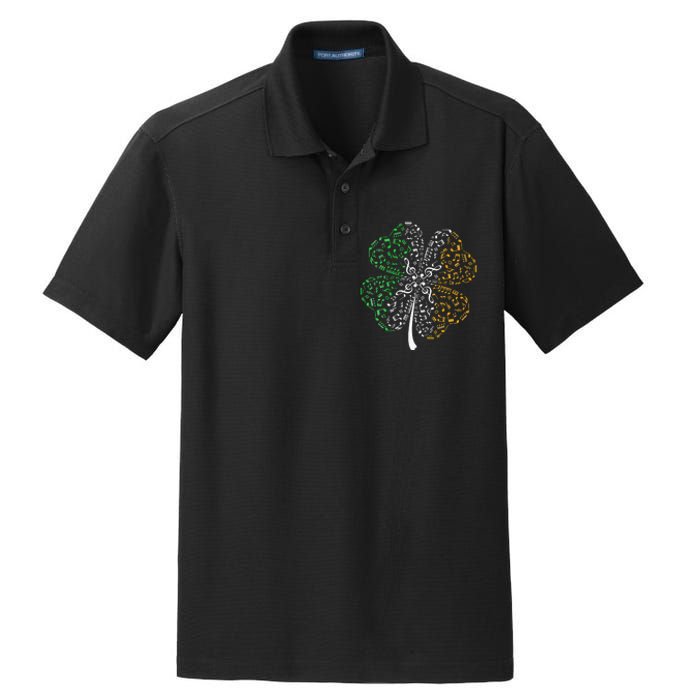 Music Note Shamrock -Music Lover St Patrick's Day Irish Flag Dry Zone Grid Polo