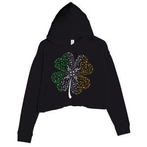 Music Note Shamrock -Music Lover St Patrick's Day Irish Flag Crop Fleece Hoodie