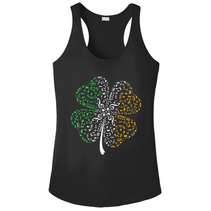 Music Note Shamrock -Music Lover St Patrick's Day Irish Flag Ladies PosiCharge Competitor Racerback Tank