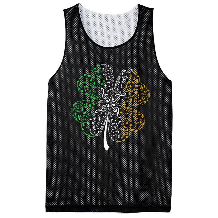 Music Note Shamrock -Music Lover St Patrick's Day Irish Flag Mesh Reversible Basketball Jersey Tank