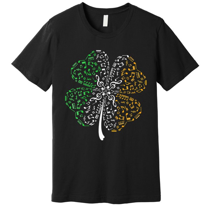 Music Note Shamrock -Music Lover St Patrick's Day Irish Flag Premium T-Shirt